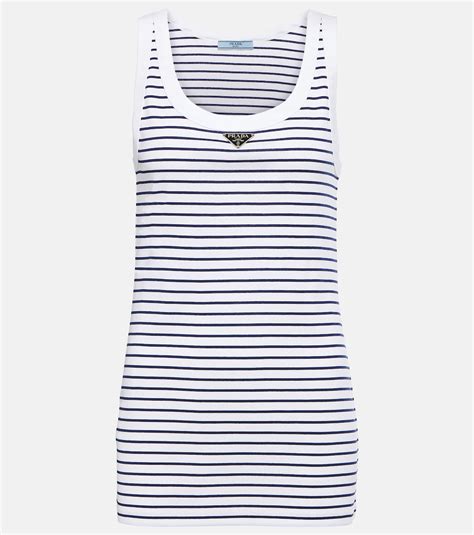 Striped cotton jersey tank top in multicoloured 